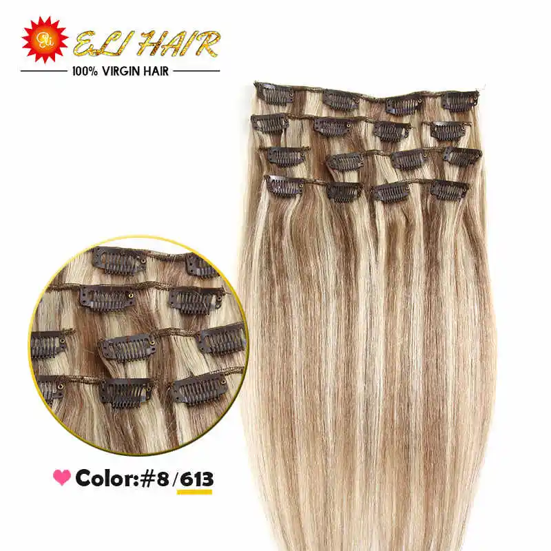 Full Head 14&quot16&quot18&quot20&quot22&quot24&quotClip in 100% Remy Real Human Hair Extensions |