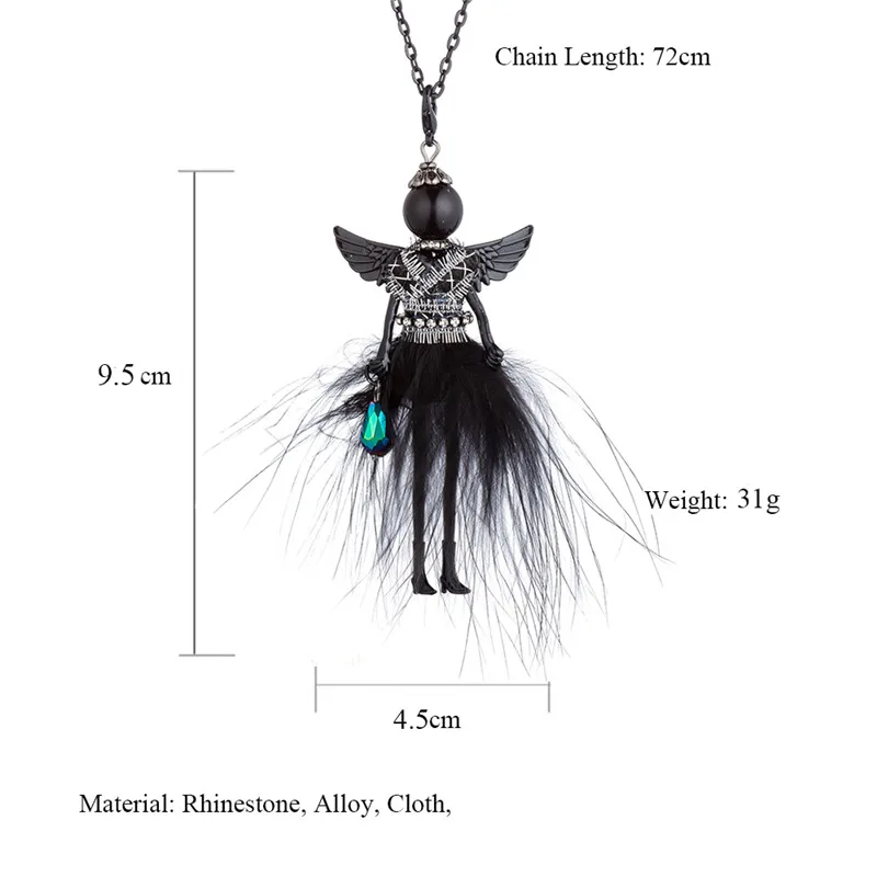 HOCOLE 2018 new girl doll angel wings women necklace statement handmade cute princess trendy pendant fashion party gift jewelry | Украшения
