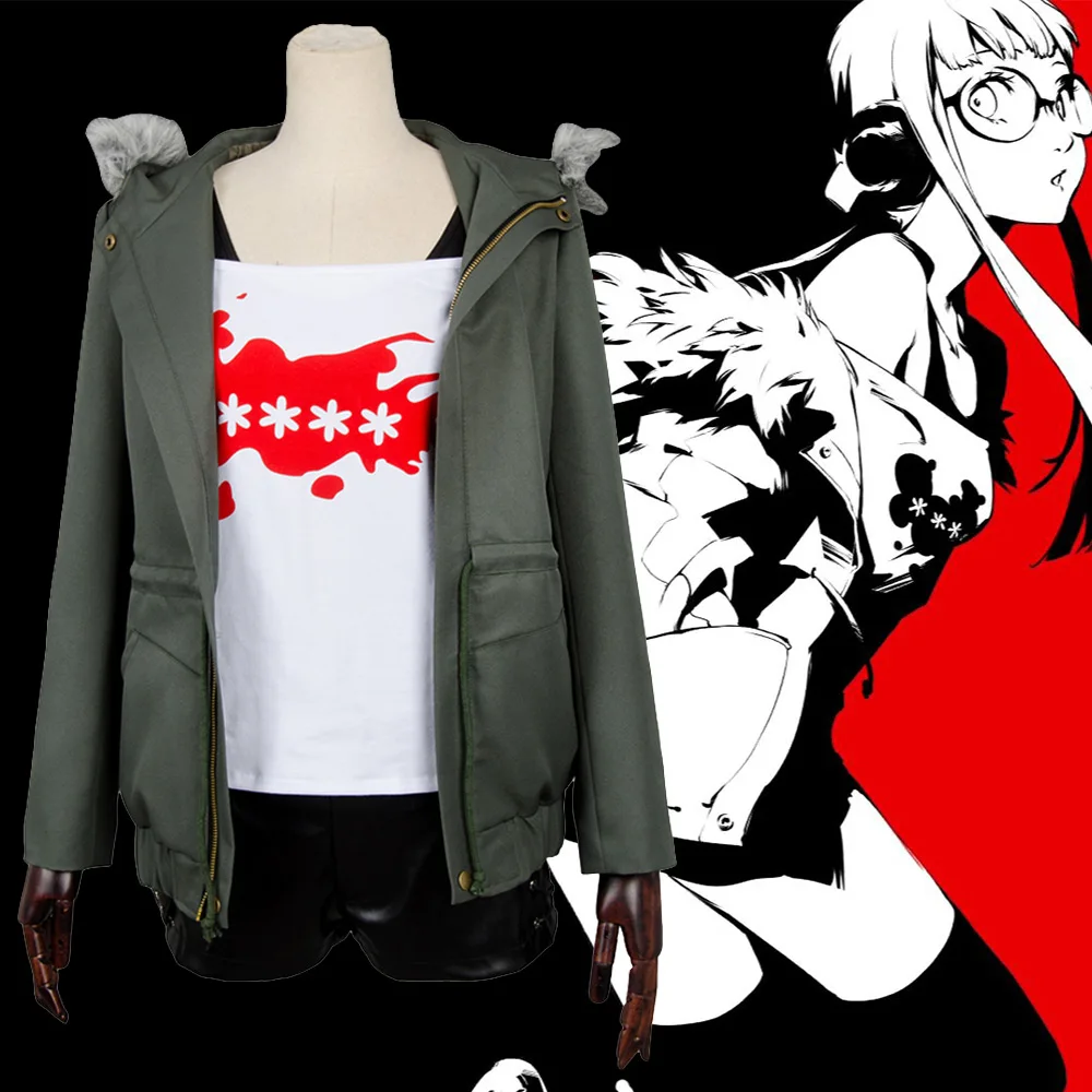 

Костюм для косплея аниме Persona 5, футаба Сакура, Униформа, куртка + футболка + шорты + чулки, полный костюм