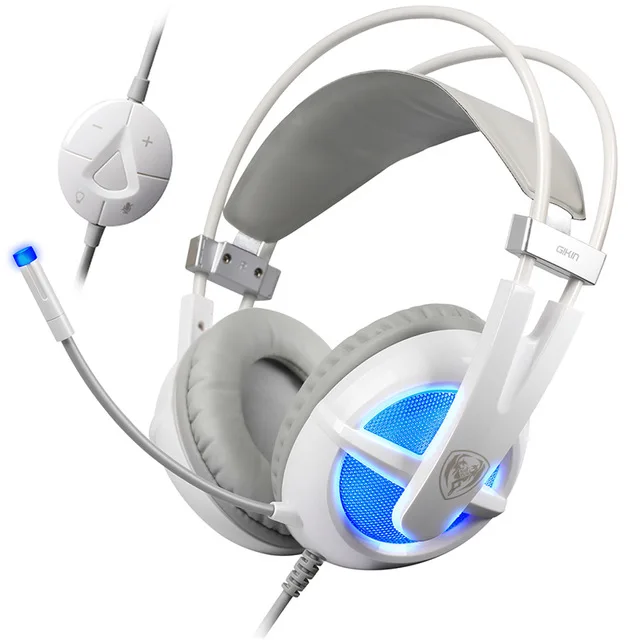 Наушники somic G938 для компьютерных игр, наушники с объемным звуком, проводная USB гарнитура с микрофоном - Цвет: Белый