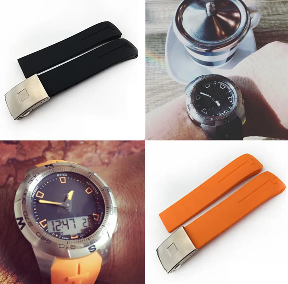 Резиновый ремешок для часов Tissot спортивный T-Touch T013420A T047 T33 браслет мужской силиконовый браслет 20 мм 21 мм оранжевый черный