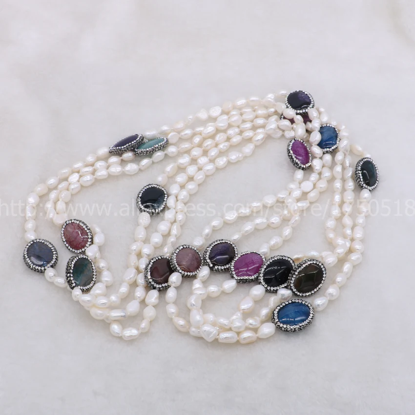 Ожерелье из натурального жемчуга ручной работы драгоценные камни для женщин