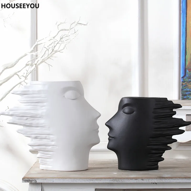 Современные минималистичные белые черные вазы для цветов аксессуары дома