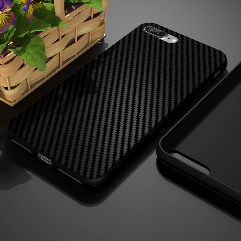 Roybens черный силиконовый мягкий чехол для iPhone 7 Plus 6 S 5 5S SE из углеродного волокна