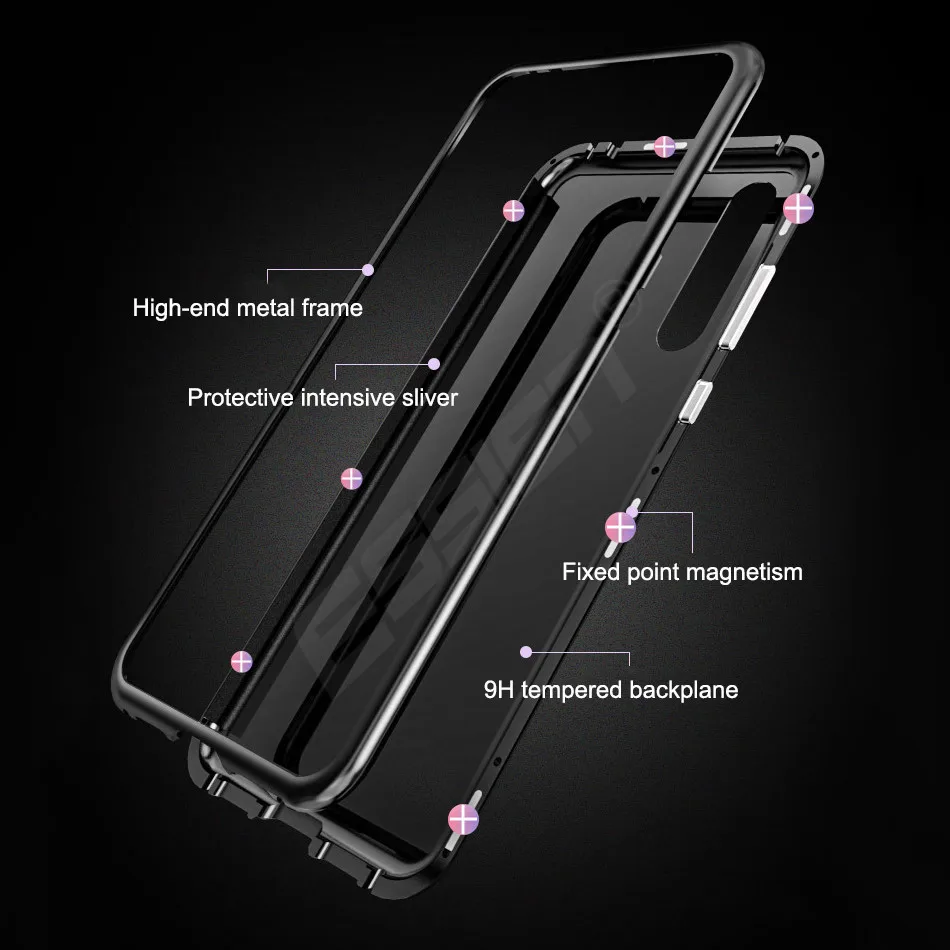 Магнитный откидной металлический чехол для телефона Xiaomi Redmi note 9 pro магнитное