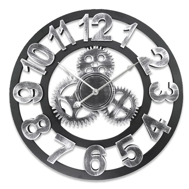 Type B-silver Настенные часы в винтажном стиле европейские римские цифры часы большой Тихий домашний кухонный магазин Кафе Отель часы - Цвет: Type B-silver