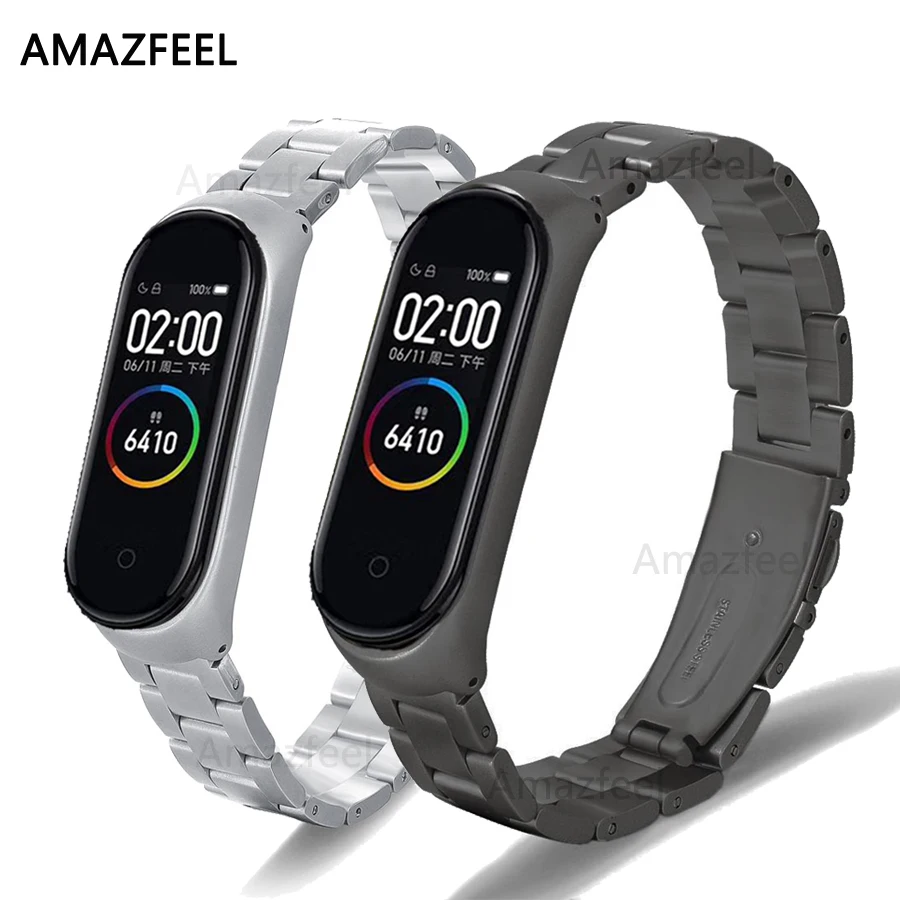 Металлический сменный ремешок на запястье из нержавеющей стали для xiaomi mi band 4 watch band mi band 3 браслет ремень ремешки Быстрая