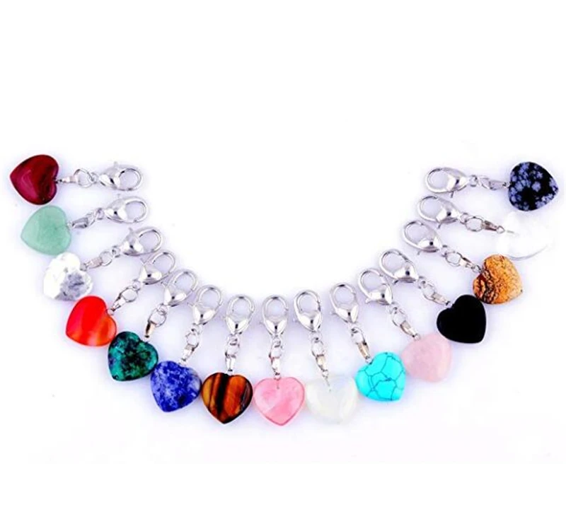 Подвеска в форме сердца брелок лечебный заостренный кулон чакра с застежками для