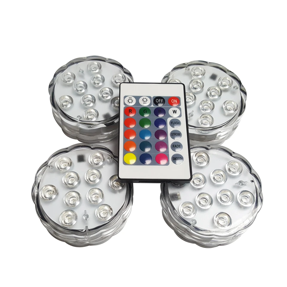 Waterproof Underwater Light, Submersible LED Lights with Remote Control RGB Multicolor LED Pond Lighting Set for Vase Base