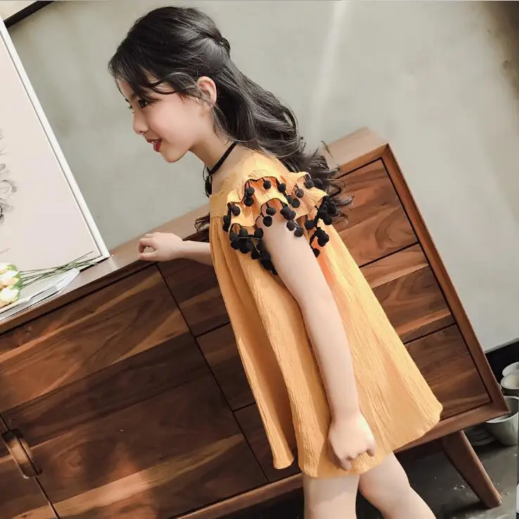 Новое летнее Хлопковое платье с кисточками для девочек винтажное пляжное