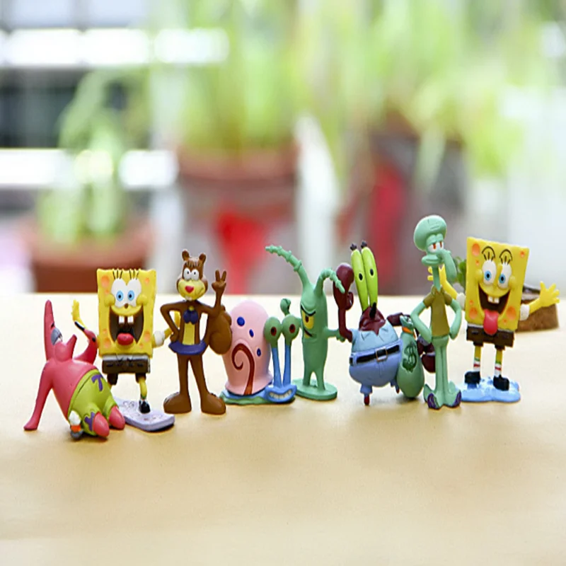 Резиновая кукла SpongeBob 8 шт./компл. ручная работа качество ПВХ 3 5 6 см|Игровые