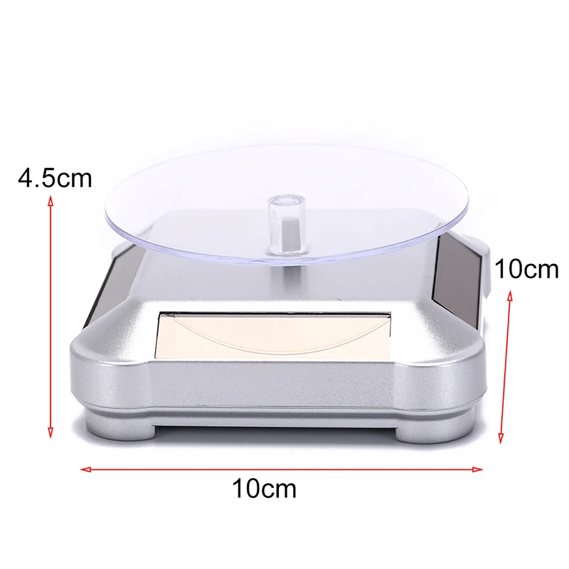 

360 Degree Solar Automatic Rotating Stand Ring Bracelet Jewelry Display Rack Holder ABS Acrylic Watch Showcase 100*100*45mm New