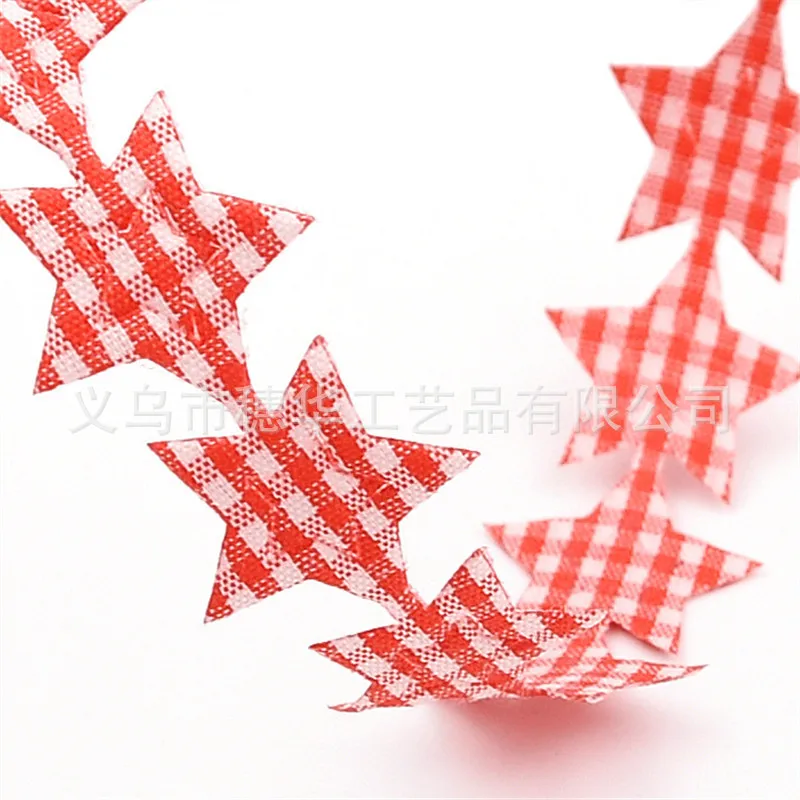 

2.2cm 10meters ultrasonic pressed star plaid tartan gingham ribbon tape for craft supplies gift decoration