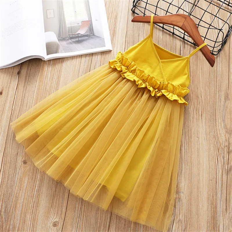 2018 summer girl dress new fashion kid children clothing solid mesh sleeveless ball gown princess 1-6 years | Детская одежда и