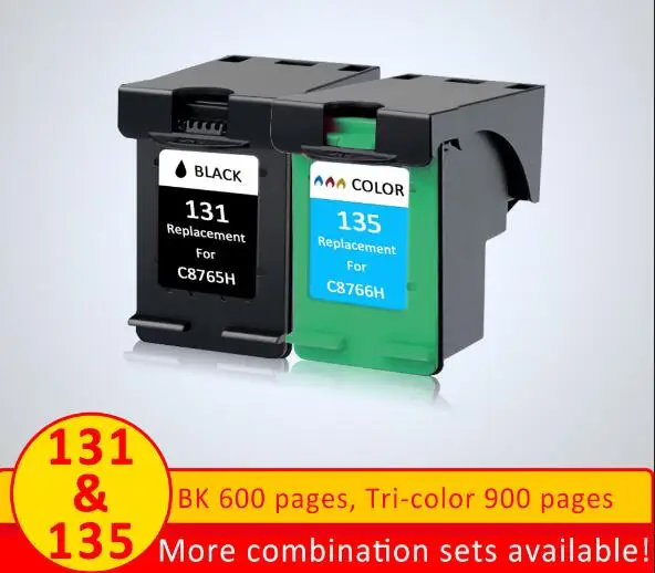 2pcs BK Tri-color XiangYu перезаправляемый картридж Замена для hp 131 135 для hp с чернилами hp Deskjet 5743 5940 5943 6843 6940 Photosmart 2573 2613 PSC 1600 1613 - Цвет: 2pcs BK Tri-color
