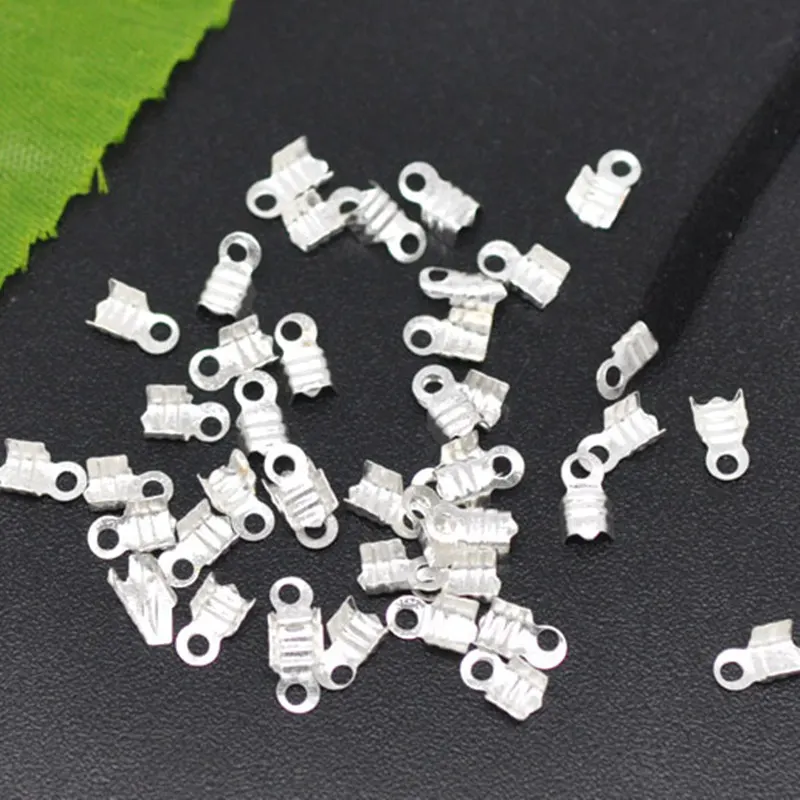 200Pcs Silver Plated Cord Crimp End Caps Loop DIY Crafts Jewelry Making 6x3.2mm | Украшения и аксессуары