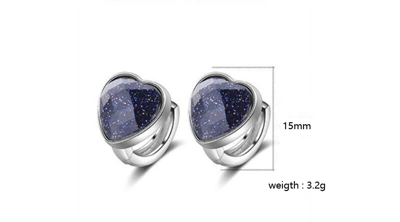 New 925 Silver simple purple Goldstone heart shaped Ear clip Small Hoop Earrings For Kids Baby Girls Children Jewelry EH089 | Украшения и