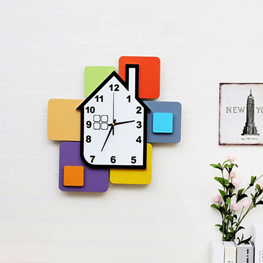 Настенные часы модные креативные бесшумные детская комната немой мультфильм