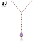 Длинное женское ожерелье BOJIU с подвеской из друзы, цепочка, ювелирные изделия, Крошечные Хрустальные Бусины, богемное ожерелье из фиолетового драконового камня, женский подарок NKS211