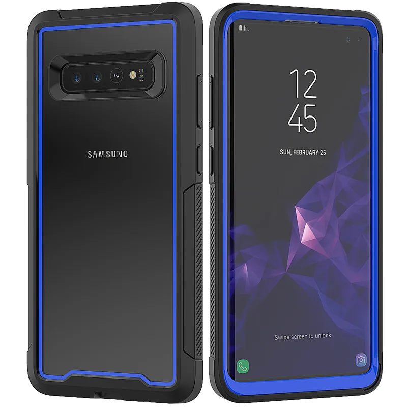 Роскошный гибридный защитный противоударный чехол для samsung Galaxy S10 Plus S10E, чехол для телефона samsung Galaxy S10 E PC+ TPU, защитный чехол - Цвет: Blue