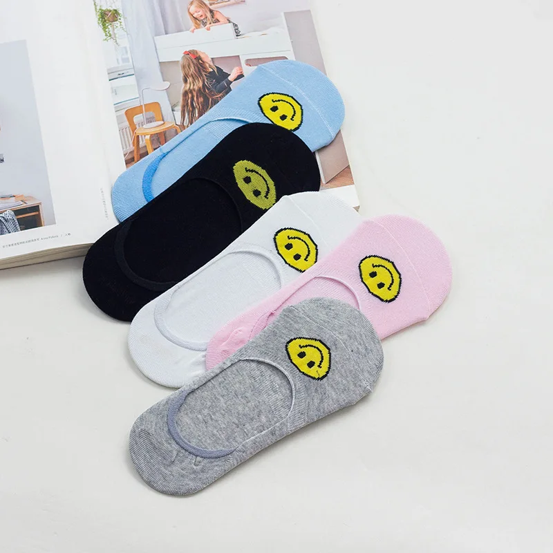 Epous New Arrival Sock Slippers Unisex Comfortable Stripe Cotton Short Ankle Socks Cheap Boat Sox Smile Face | Женская одежда
