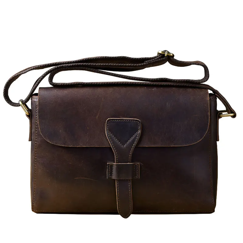 Genuine Leather Vintage Mens Bags Tote Crossbody Men's Laptop Messenger Flap Bag shoulder bag |
