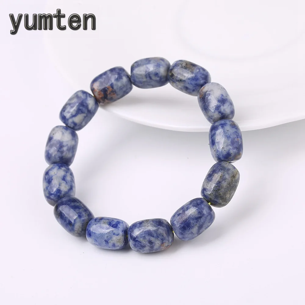 YUMTEN браслет унисекс из натурального камня с синей Веной растягивающийся