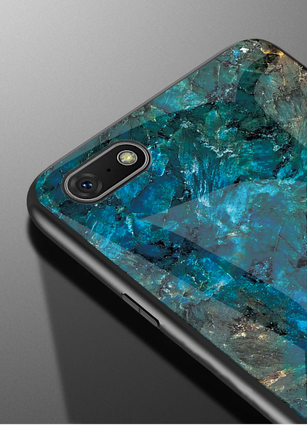 For Huawei Y5 Y6Prime 2018 Case Slim Marble Pattern Tempered Glass Back Shell Silicone TPU Soft Edge Mobile Phone Cover | Мобильные