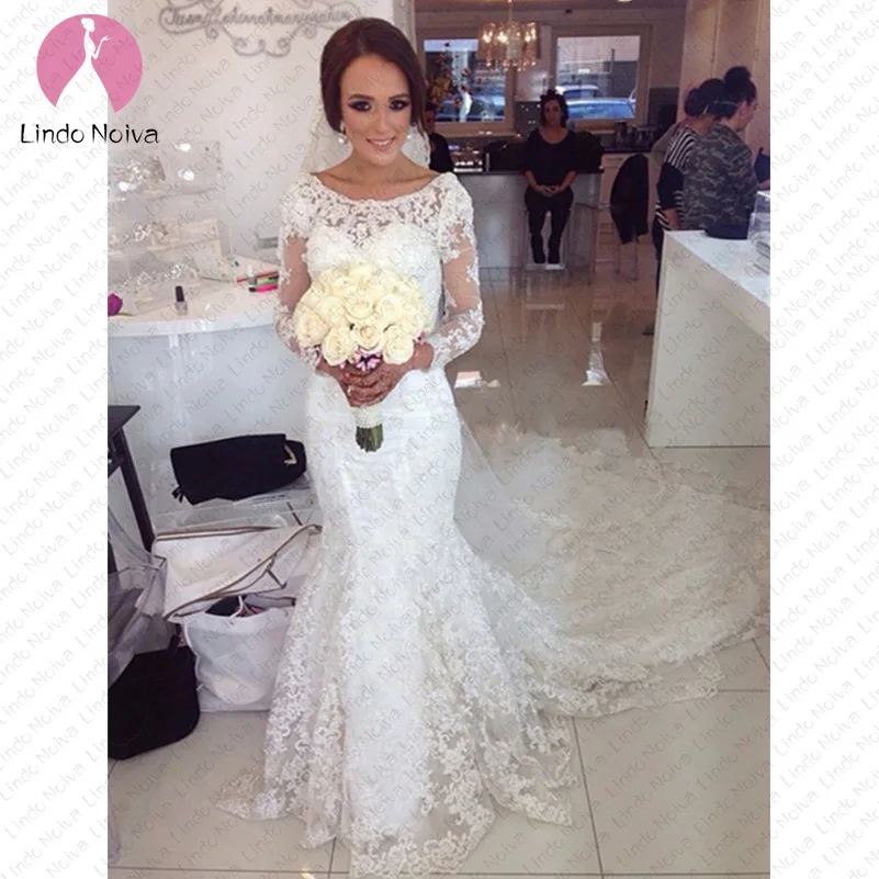 Женское свадебное платье с длинным рукавом Vestido De Noiva роскошное кружевное