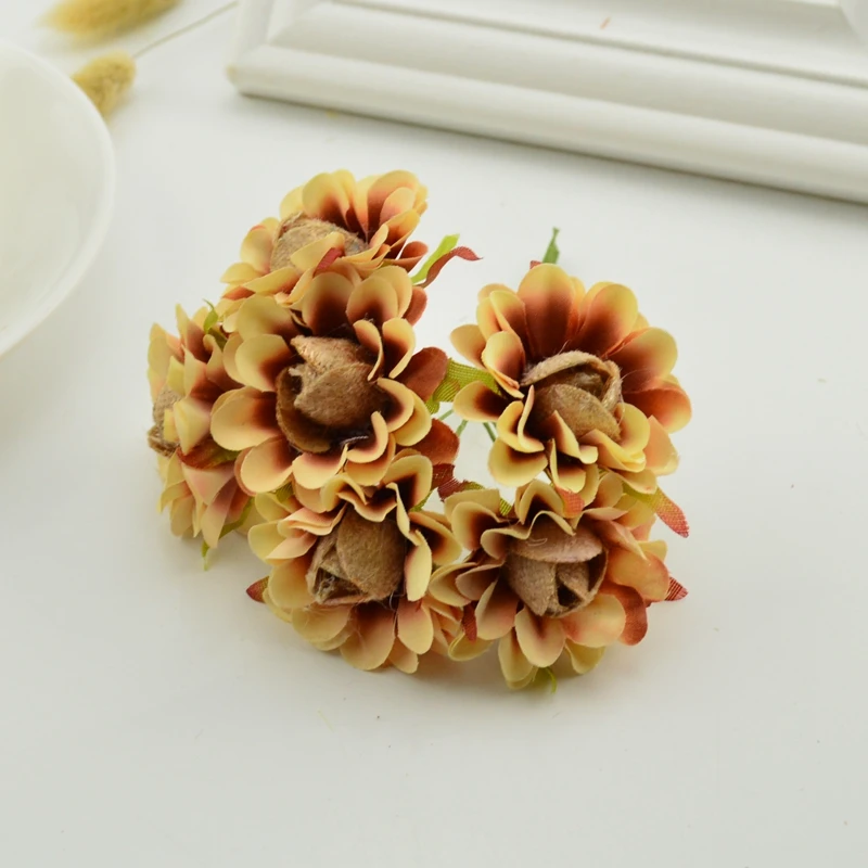 6 шт. шелк ручной работы искусственный букет Роза свадебное украшение цветок