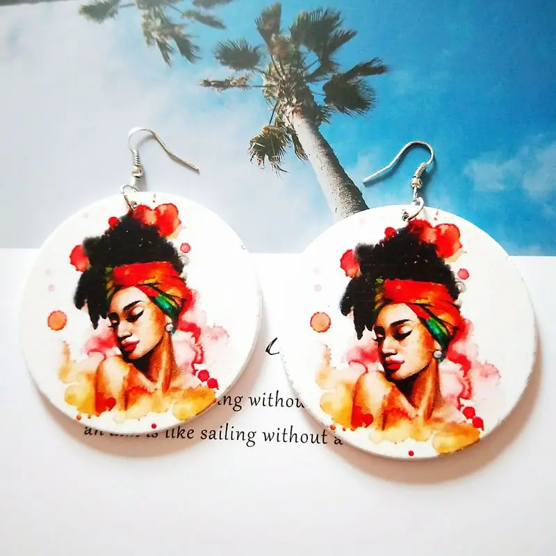 THRWELL Geometric Printing Temperament Personality Trend Exaggeration of Ethnic Style Ear Jewelry | Украшения и аксессуары