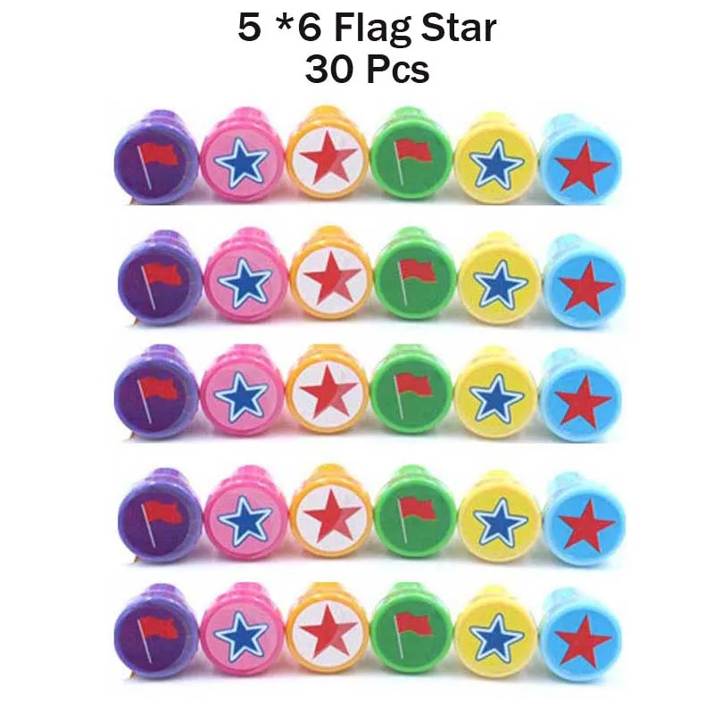 5 x 6 Star Flags 30 шт. мини-мультфильм игрушка штамп дети день рождения подарок детский душ девочка мальчик вечерние сувениры наполнители для пиньяты школьные награды - Цвет: 5 x 6 Star Flags