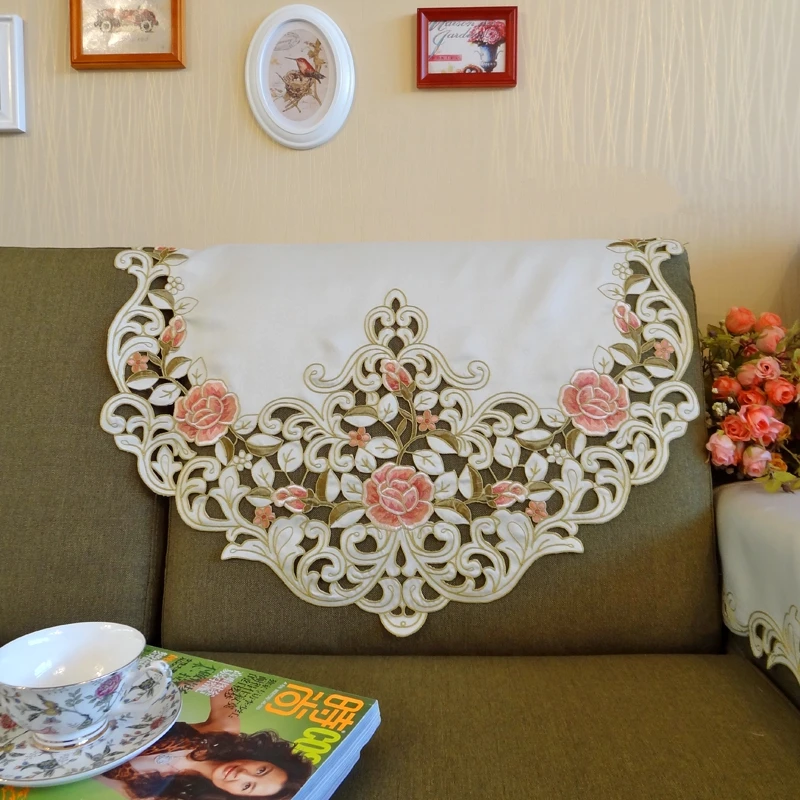 Персиковые розы серии деревенский ткань искусство Китайская вышивка диван