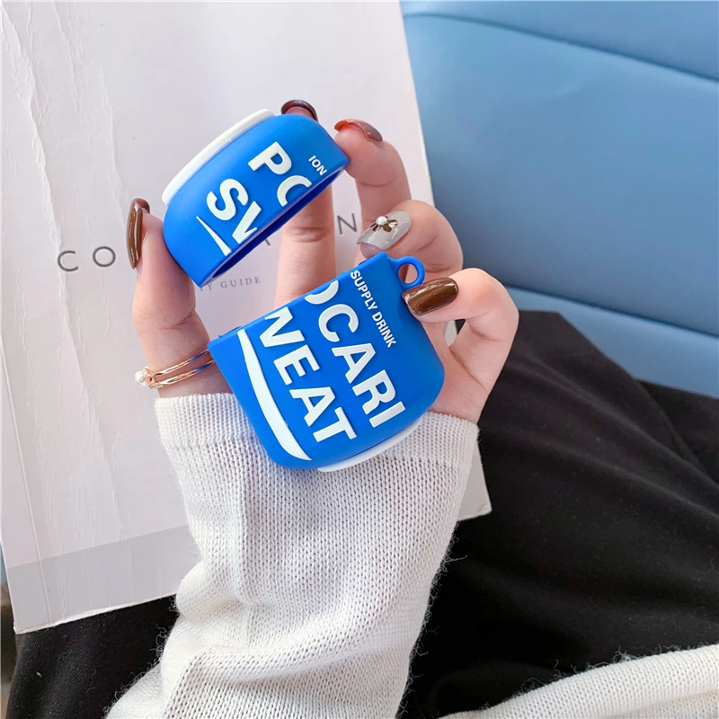 Япония 3D бутылка для напитков pocari пот чехол для Airpods 2 1 Забавный противоударный чехол беспроводной Bluetooth наушники силиконовый мягкий чехол