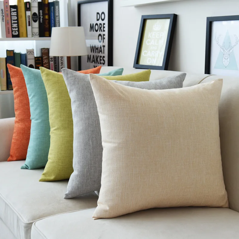 NEW 18x18&quot Square 45x45cm Linen Cotton Pure Color Sofa Seat Cushion Cover Car Back Nap Throw Pillow Case Office Chair Pillowcase | Дом и