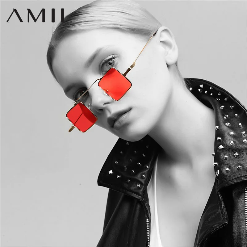 AMII Новый FashionWo Для мужчин солнцезащитные очки элегантные прямоугольник металла