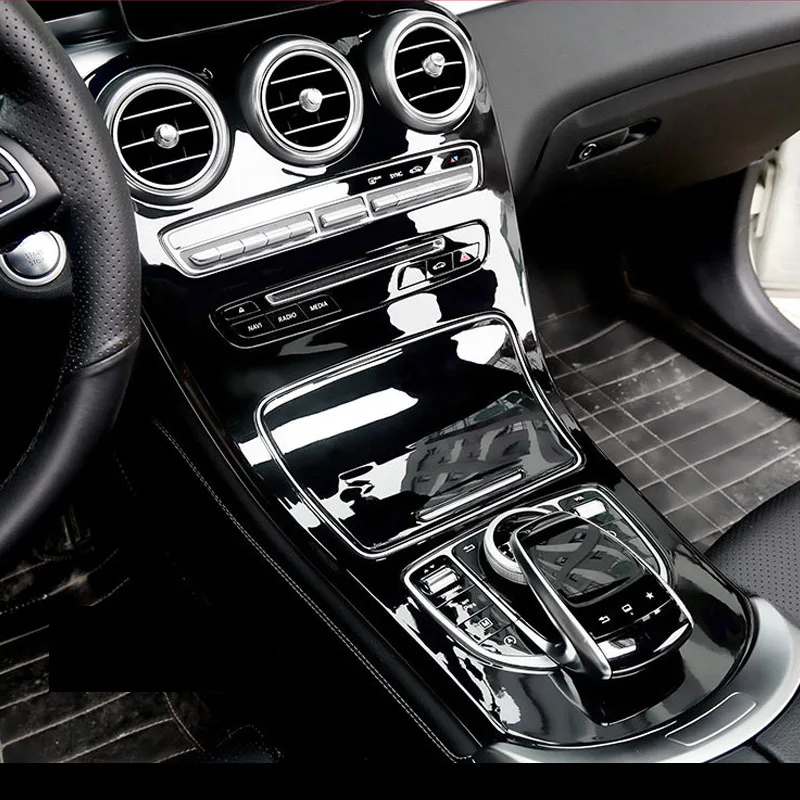 Глянцевые черные автомобильные аксессуары из АБС пластика для Mercedes Benz C GLC Class W205