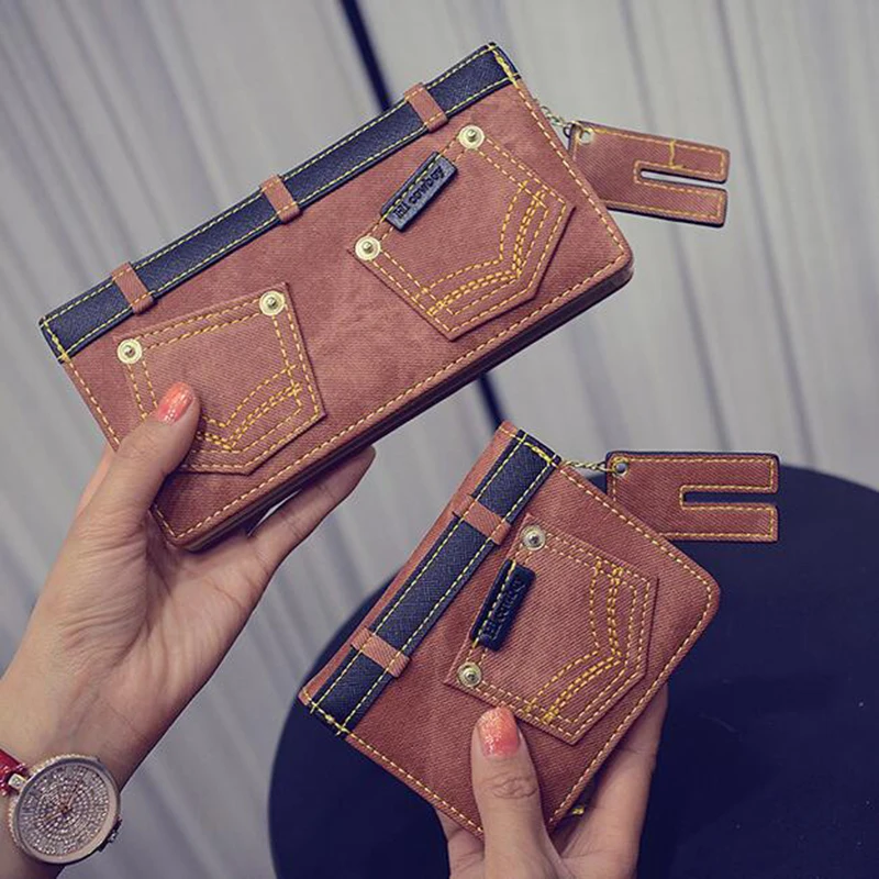 2016 Новый Стиль Японии и Южной Кореи Джинсовые Короткие Кошельки Кошелек Милый
