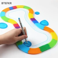 28pcs spirograph drawing toy set creative designs painting learning educational toys for kids spiral rail frame drawing toy