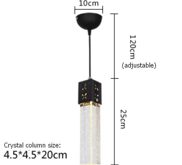 1 head black Хрустальный подвесной светильник 3 головы светодиодный светильник s Bubble современный кулон в форме колонны лампа пирамиды прозрачные подвесные лампы - Цвет корпуса: 1 head black