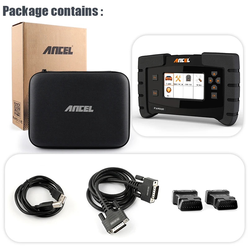 OBD2 Сканнер ancel FX4000 Бортовая Диагностика машины Инструмент Полный системы АБС