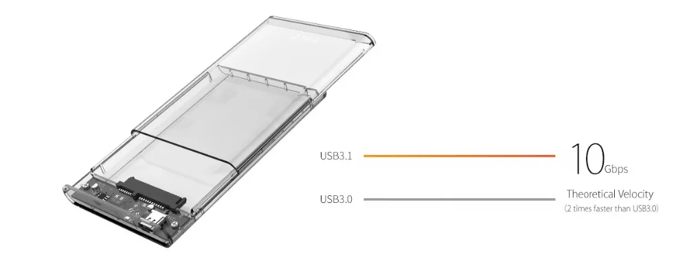 ORICO 2,5 дюймовый прозрачный корпус для жесткого диска type-C USB3.1 Gen2 type-C Внешний чехол для жесткого диска 4 ТБ большой объем инструмент бесплатно