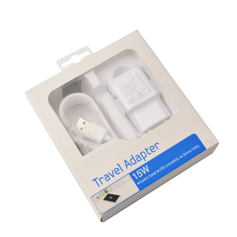 

50 PCS/Lot EU/US Plug Quick Charger Fast Charging Adaptive+1.5M Micro USB Cable with Retail box For Samsung Galaxy S8 S6