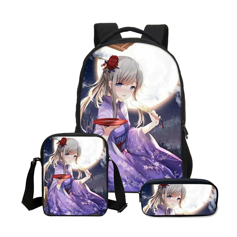 3 шт./компл. Портфолио для школы сумка мальчиков и девочек в стиле Харадзюку