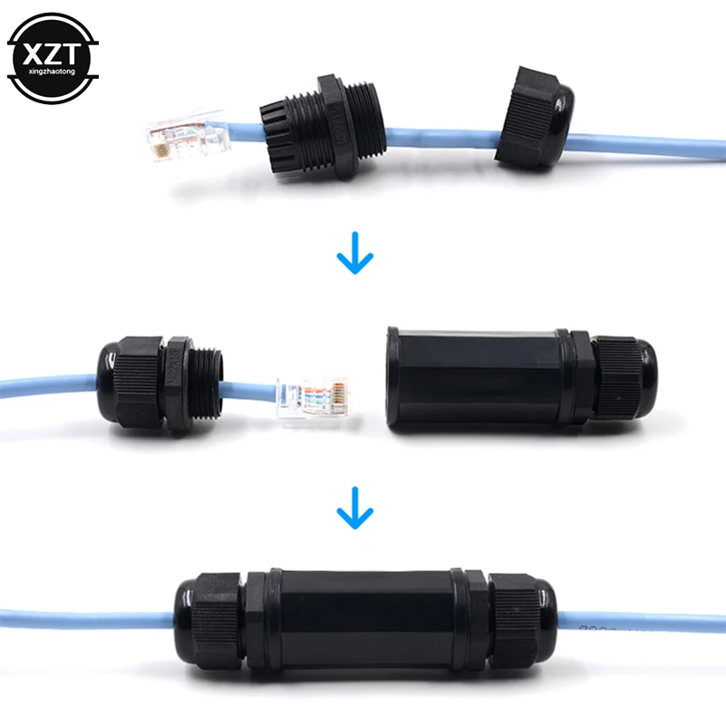 Водонепроницаемый разъем RJ45 IP67 сетевой кабель Ethernet коннектор с двойной головкой