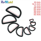 Пластиковые пряжки с D-образным кольцом, Размер 10 мм, 12 мм, 15 мм, 20 мм, 25 мм, 30 мм, 38 мм, 45 мм, черные