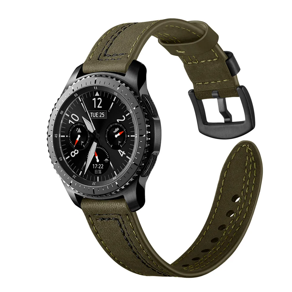 Хит; Слои кожаный ремешок Для мужчин ремешок для часов samsung Шестерни s3 Ticwatch Frontier второго поколения Смарт-часы