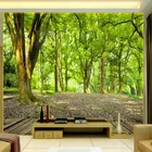 Фотообои с изображением зеленых лесов и деревьев для спальни, гостиной, телевизора, дивана, фоновые настенные нетканые соломенные текстурные 3D-обои на заказ
