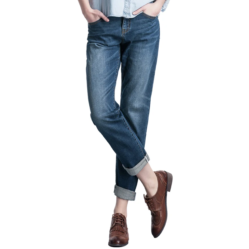 Женские джинсы-бойфренды LEIJIJEANS, модные винтажные синие свободные эластичные джинсы полной длины, со средней посадкой, с эффектом потертости, большие размеры, весна