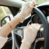 new women new summer sun uv protection ladies short gloves lace driving gloves formal gloves g002 beige